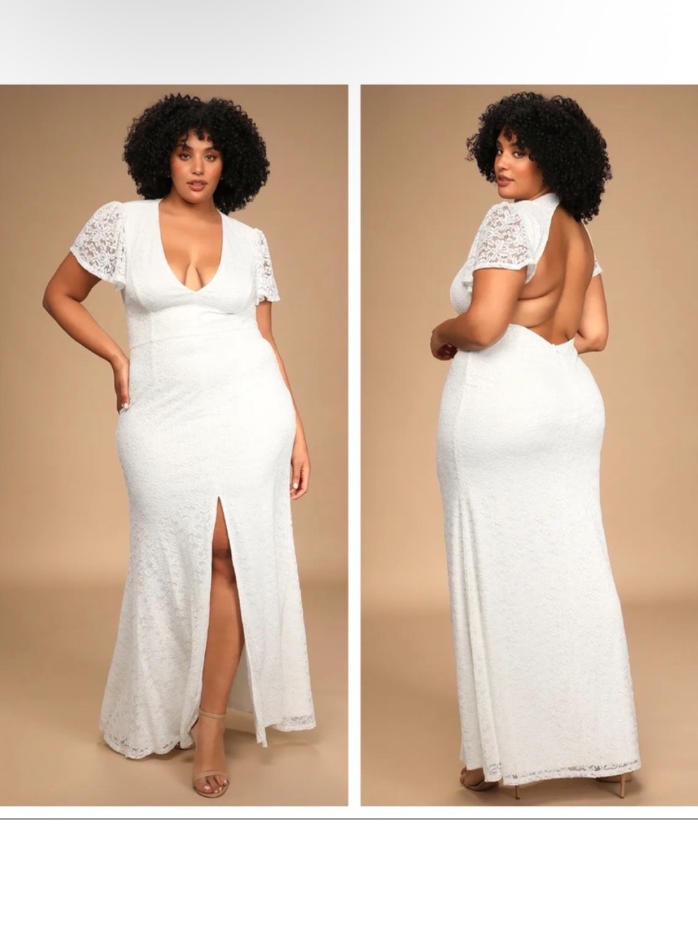 Lulu’s NEW Your Hand in Mine White Lace Flutter Sleeve Maxi Wedding Dress 3X